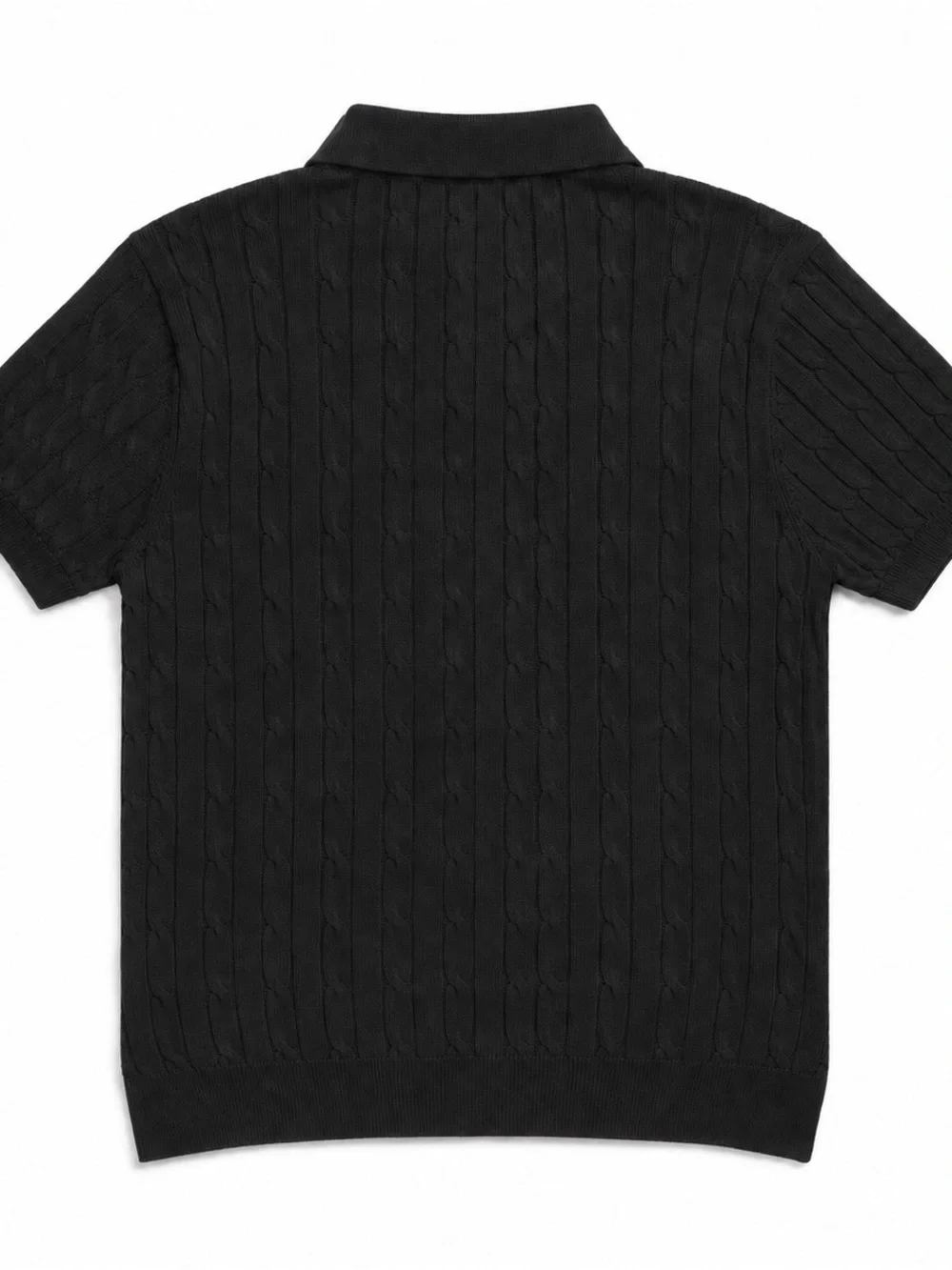 Ralph Lauren Black Cable Knit Polo with Red Pony